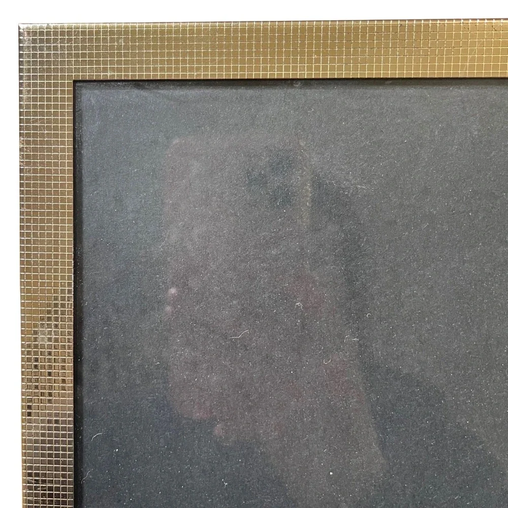 PICTURE PHOTO EASEL FRAME 8x10 Vtg silver plated Milano Gold Ornate checkered